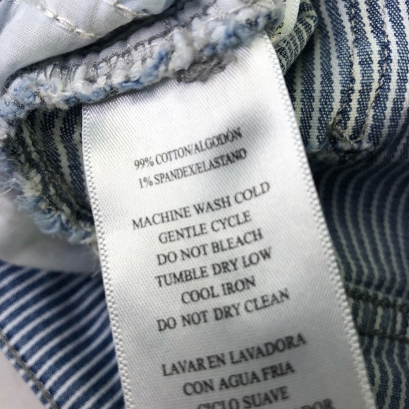 Calvin Klein Jeans High Rise Shorts Striped 6 Pockets Frayed Denim Curvy Blue - Picture 11 of 14